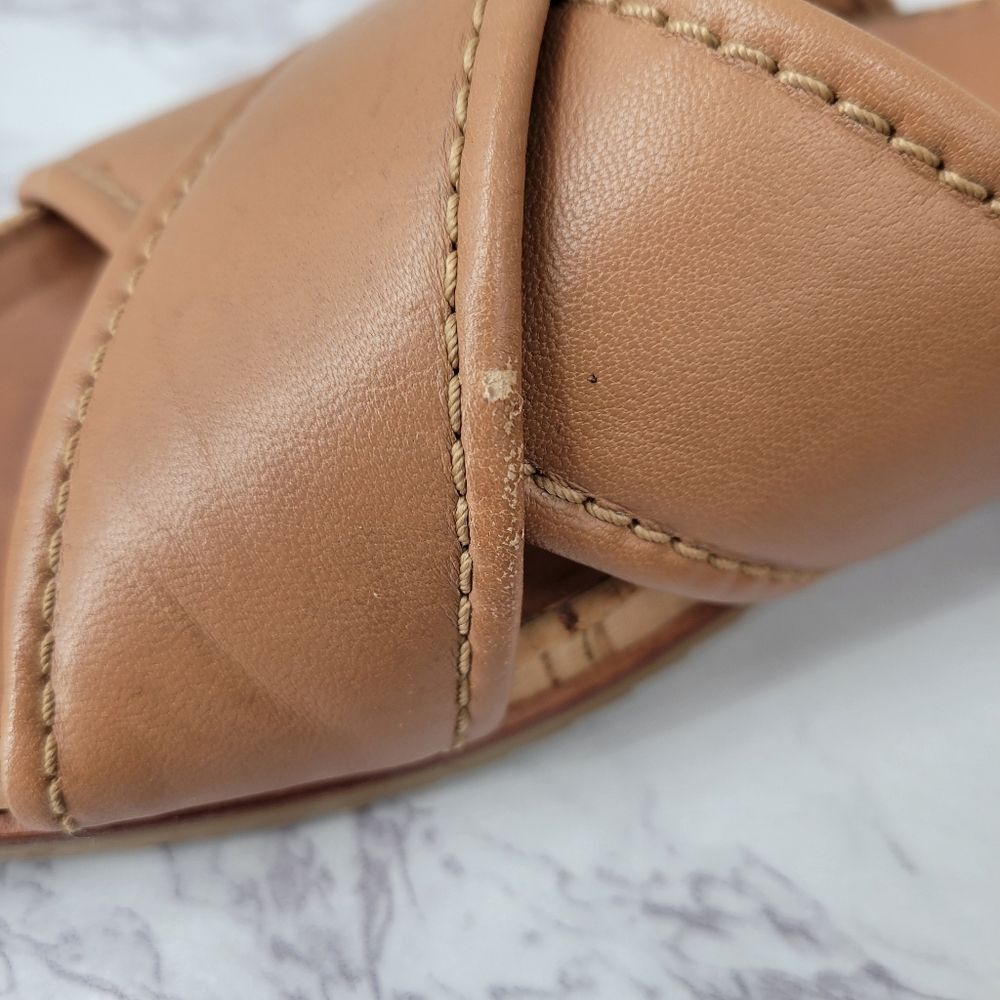 Stuart Weitzman Tan Leather Slide Sandals - Picture 4 of 12